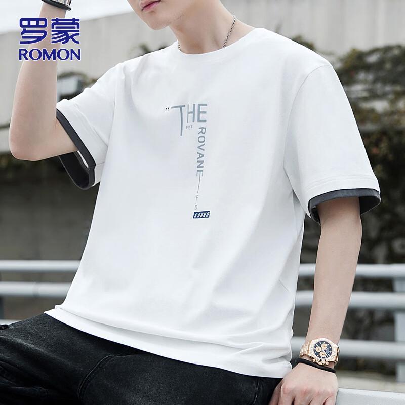 ROMON Men's Summer Thin Cotton Loose Crew Neck T-Shirt