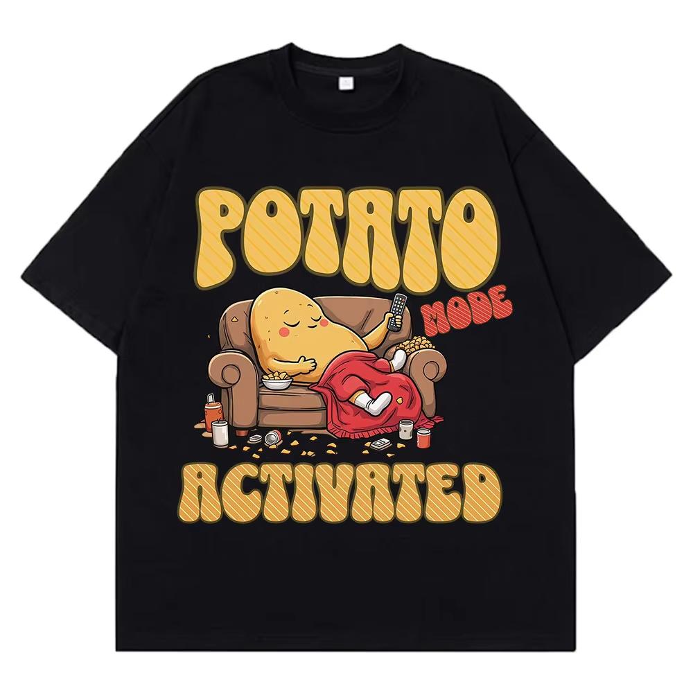 Lazy Potato Funny Couch Potato TShirt Men Women Fashion Clothing T-shirts Summer Short-sleeved Cotton Harajuku Oversized T-shirt 2XL