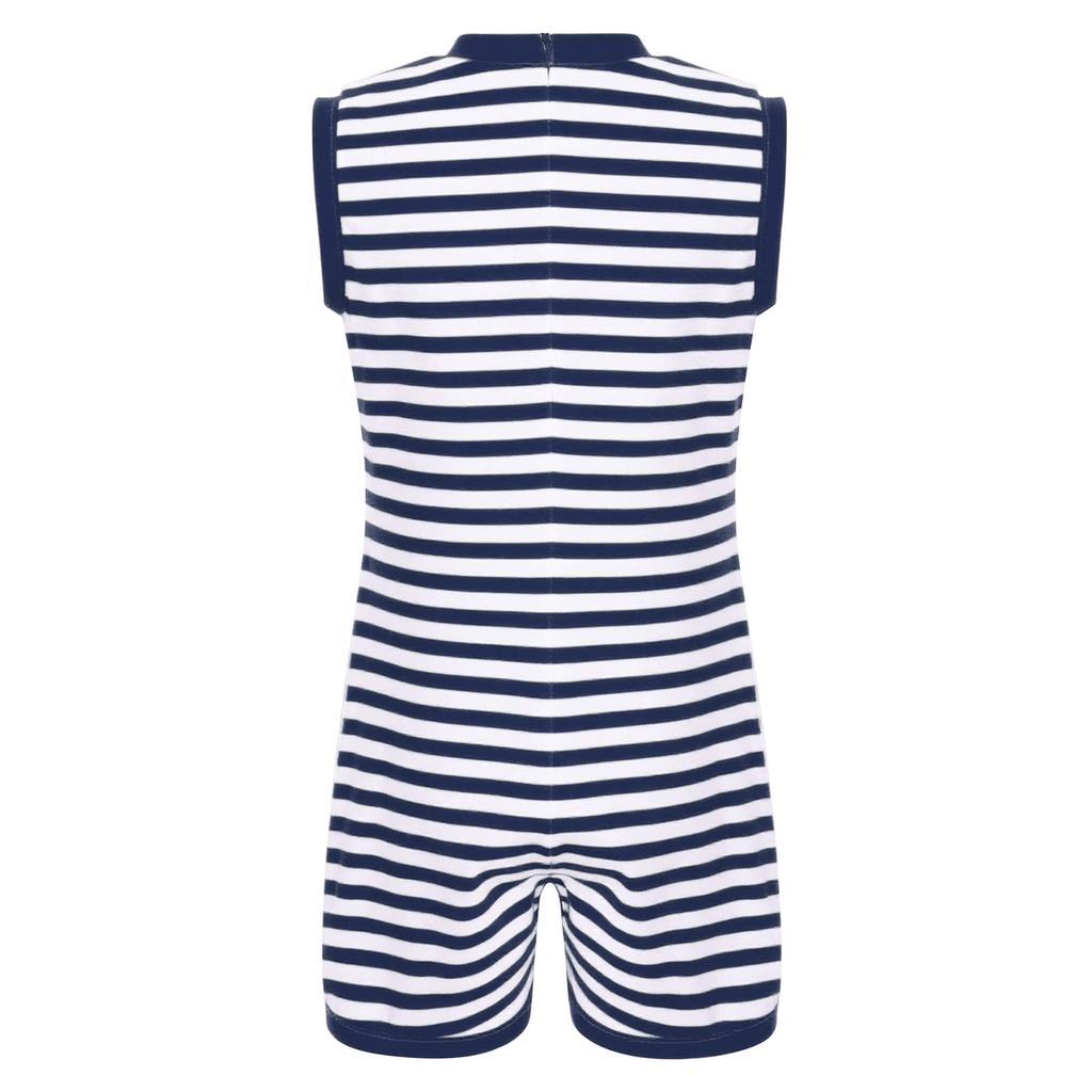 Mono Adaptativo Unisex para Niños con Necesidades Especiales Sin Mangas Cremallera Trasera Invisible Botón a Presión Tira de la Entrepierna Rayado para Vestir Fácilmente