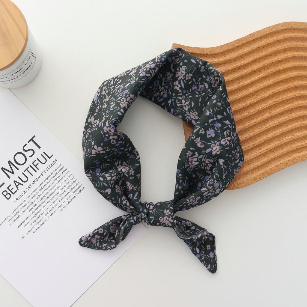 Pure Cotton Hand Towel Floral Bag Korean Style Retro Small Square Scarf Headscarf Women's Summer Good Match Scarf Outer Wear