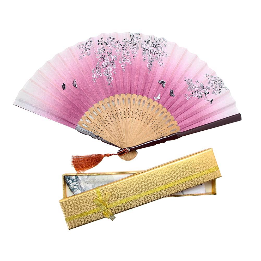 Boshiho Folding Fan for Men and Stylish Japanese Made of Bamboo and Beautiful and Cherry Blossom with Fan Japanese Festival Gift Women, Style, Silk,