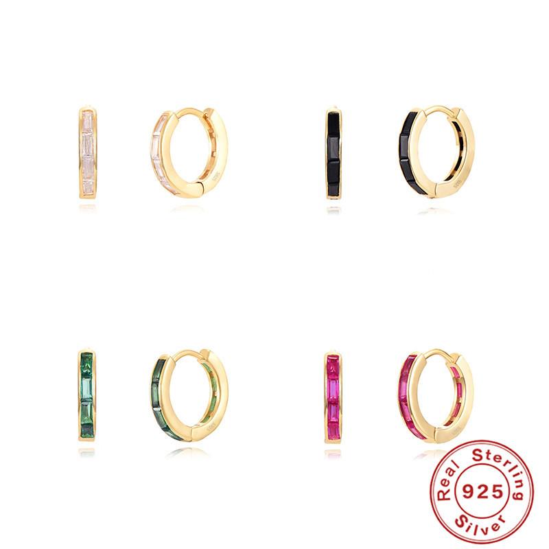 S925 Sterling Silver Square Diamond Earrings Geometric Design Earrings Earrings Earrings Color Earrings