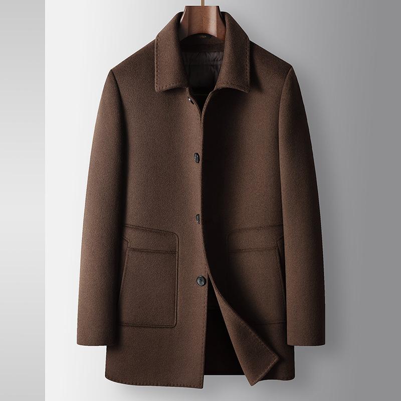

Autumn and Winter Medium and Long Lapel Take-off Down Liner Youth Business Double-sided Tweed Jacket 195