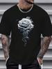 Men's Rose Printed Round Neck T-Shirt