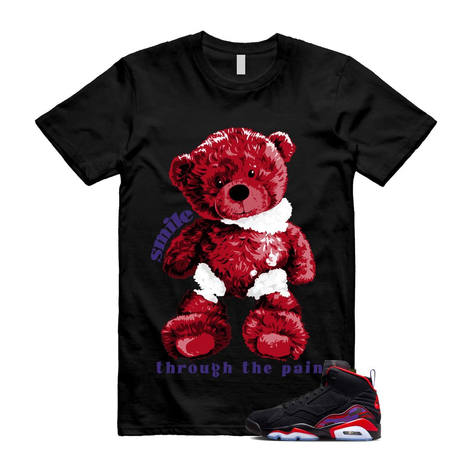 MVP Raptors 678 Black Red Purple T Shirt Match SMILE L