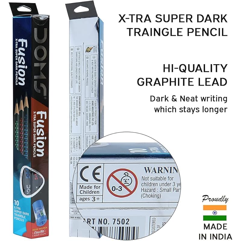 

Doms Fusion Xtra Super Dark Pencil Box Pack | Dark & Neat Writing Which Stays Longer | Smooth Sharpning & With Soft & Co 5 count (Pack of 1)