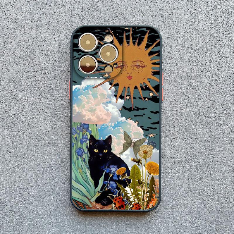 

Abstract Art Cat Phone Case For iPhone 16 15 14 13 12 11 Pro Max 12 13 Mini XS X XR 16 15 14 7 8 Plus SE2 Shockproof Back Covers iphone 13 mini