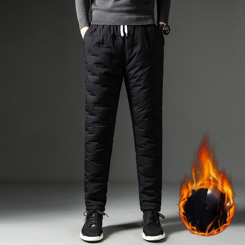 

Мужские пуховые хлопковые брюки Осень Зима Утепленные Теплые Холодостойкие Большого размера Однотонные Повседневные Длинные брюки 5XL