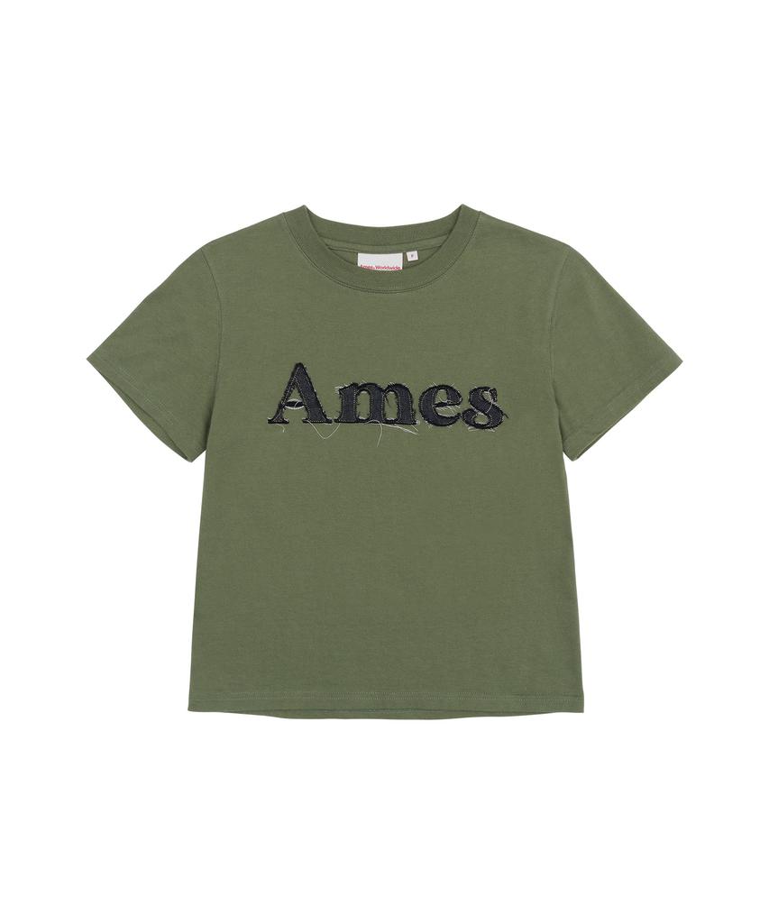 AMES-WORLDWIDE Basic Logo Denim Applique Tee Khaki (Am2Emut514A)