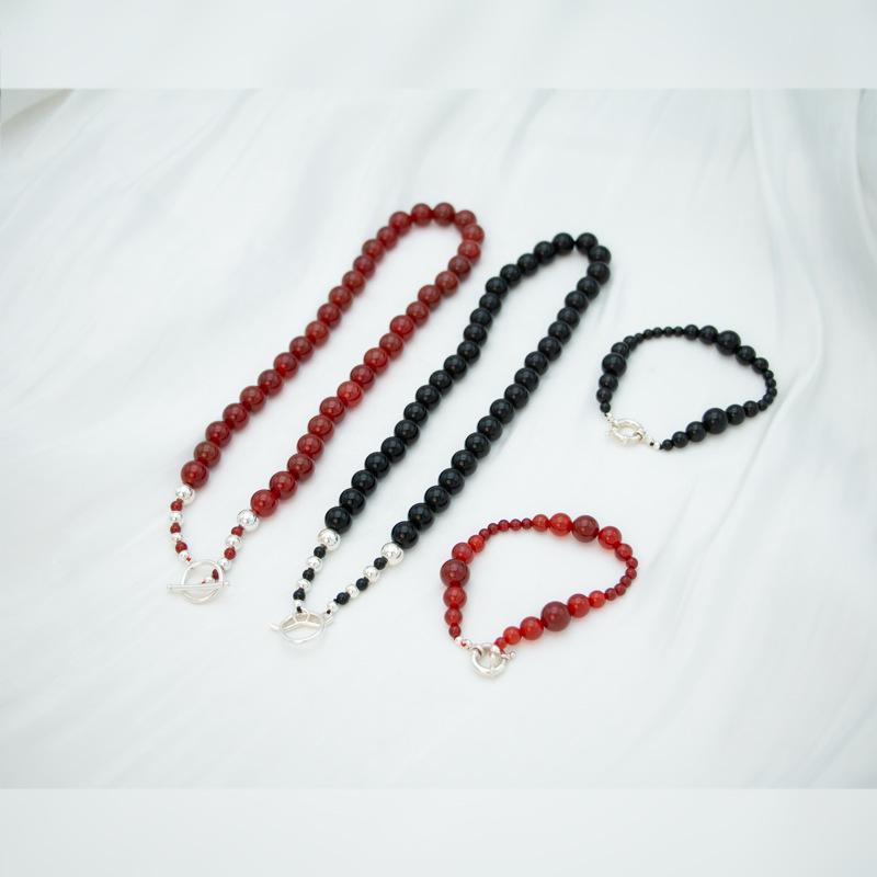 2024 Chinese Style Agate Beaded Necklace in Sterling Silver Clavicle Chain - High-End Fashion for Spring/Summer