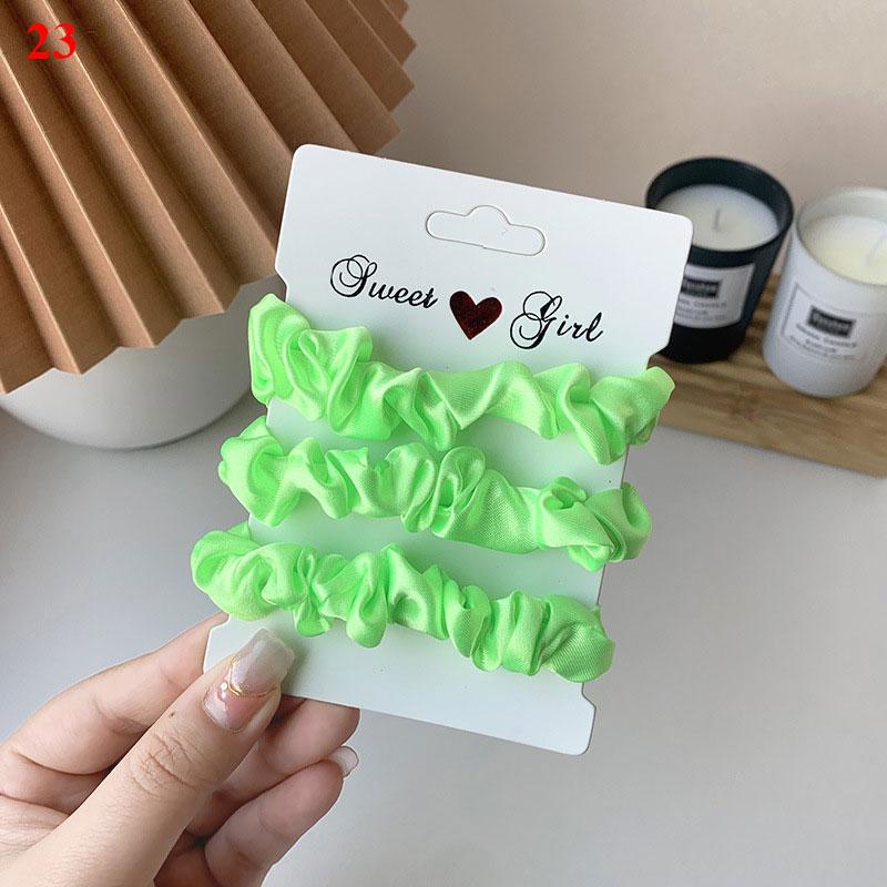 3 Stück/Set Satin Scrunchies Einfarbig Haarseil Koreanischer Pferdeschwanzhalter Haargummis Kopfschmuck Weiches Elastisches Haarband Haaraccessoires