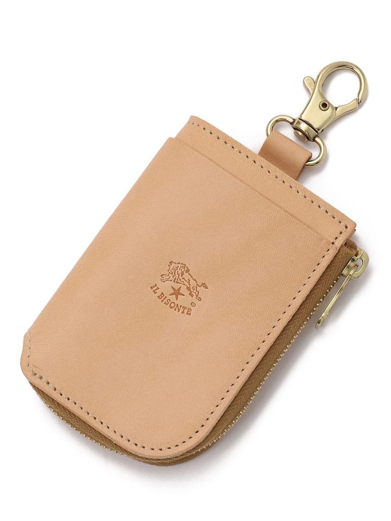 Key Case Leather Genuine Leather Cowhide Unisex Zip Type Nume [IL BISONTE] Women's Men's