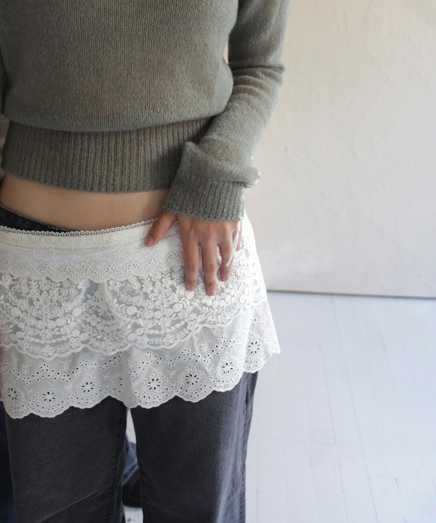 Rubati Heidi Frill Lace Mini Wrap Apron White
