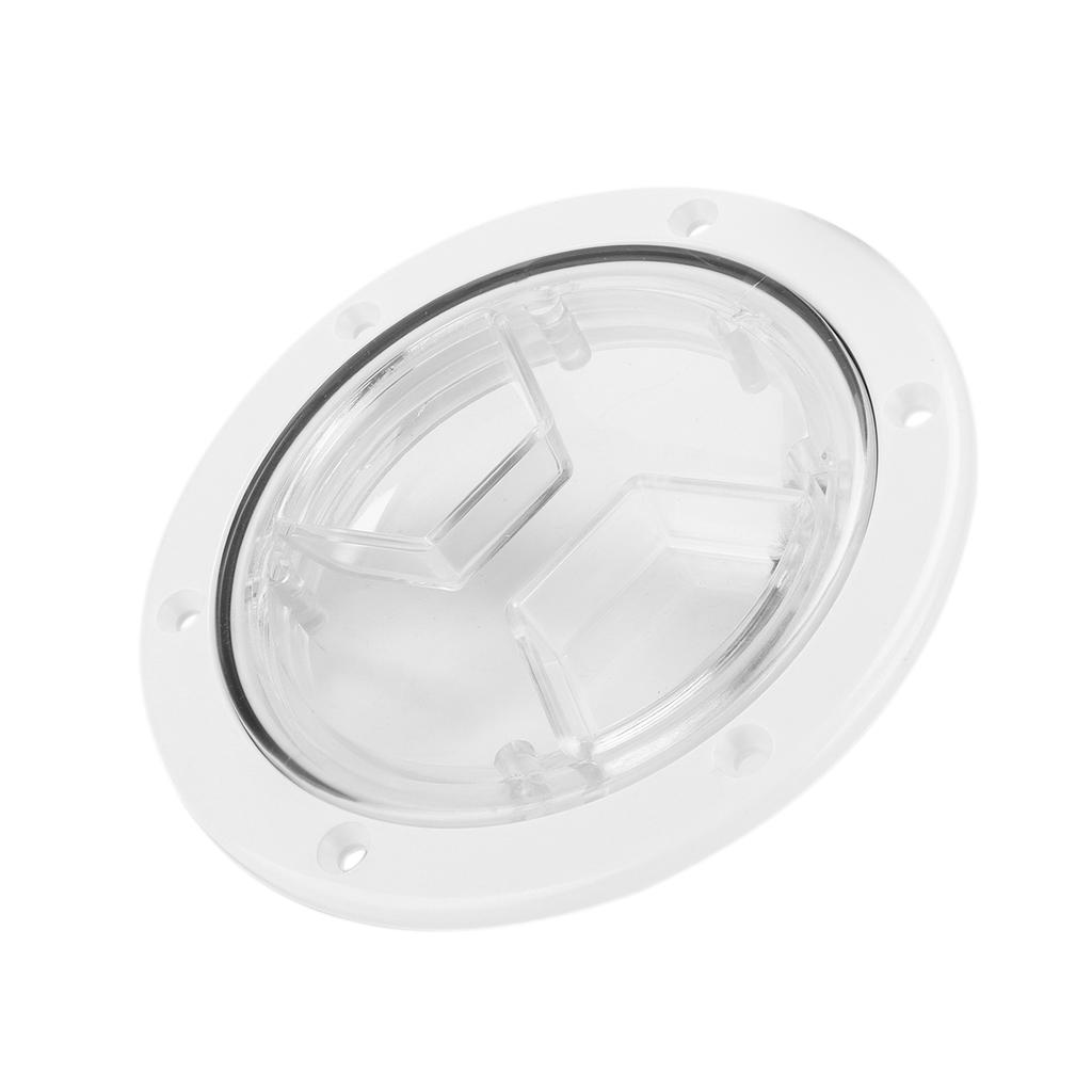 Boat Deck Access Hatch TransparentCover White Round ABS Plate for RV Marine Yacht(4in10.16cm )