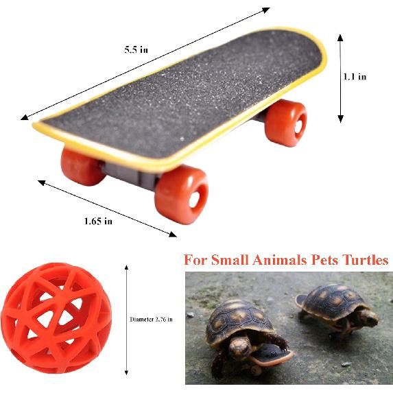 Набор игрушек для черепахи: мяч для лакомств и обучающий скейтборд, мяч-кормушка для черепахи и забавный скейтборд, игрушки-шарики для кормления черепахи овощами и травой для маленьких