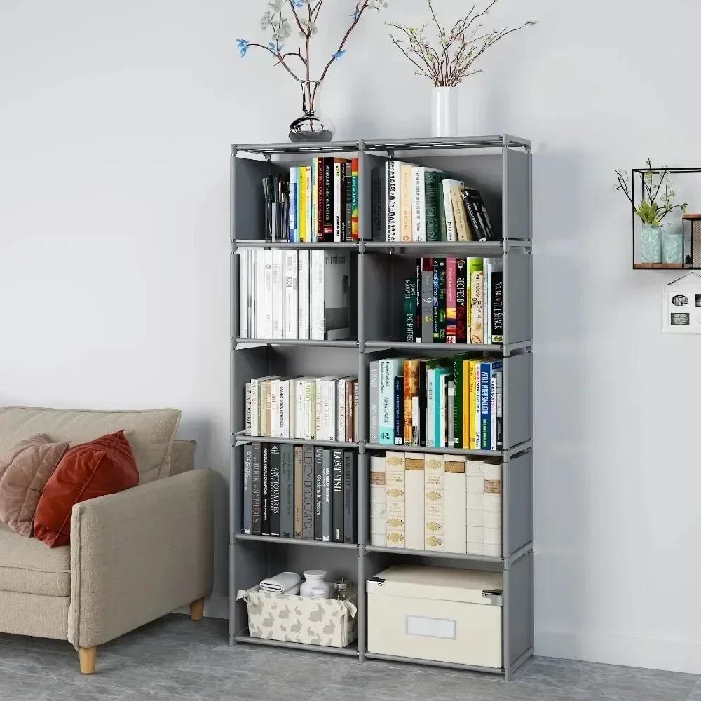 Simple Bookshelf Metal Storage Rack Assembled Living Room Shelf Multilayer Desktop Wall Shelf Save Space Book Organizer Bookcase
