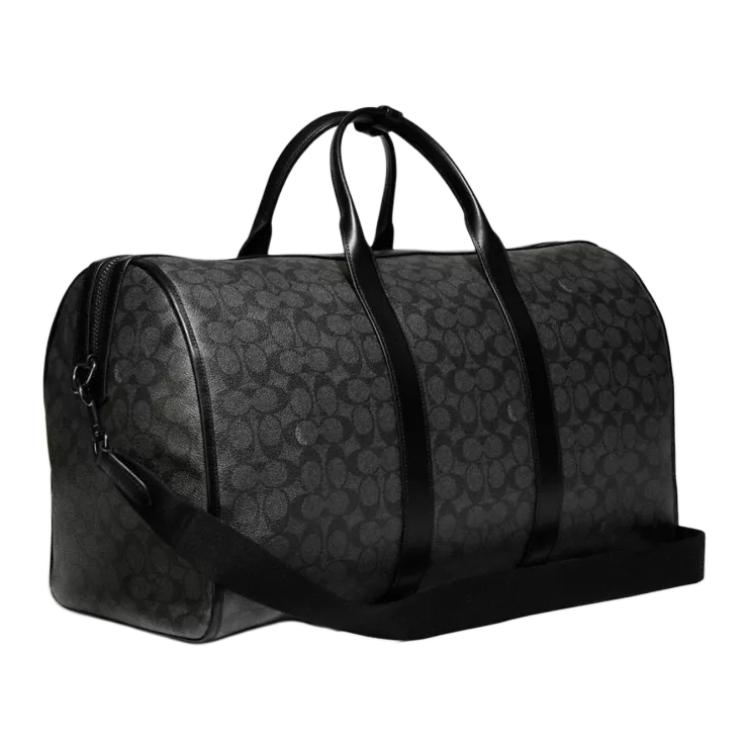 Coach Gotham Duffle 50 Classic Monogram Zipper Adjustable Shoulder Strap Canvas With Leather Crossbody Handbag Large Men Handbag Black C8412-JICHR