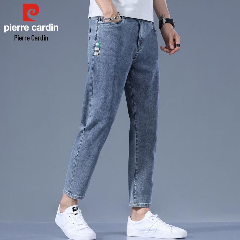 Pierre Cardin Men's Lightweight Summer Cropped Straight Fit Stretch Jeans
