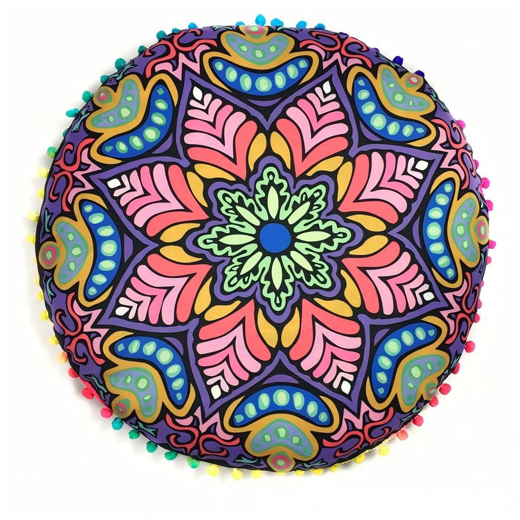 Bohemian 43cm/80cm Round Pillow Case Mandala Pattern Cushion Cover Indian Elephant Retro Meditation Floor Decorative Pillows