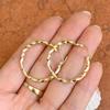Huitan Gold Color Big Twist Shaped Hoop Earrings Women Luxury Bridal Wedding Earrings Temperament Accessories New Trendy