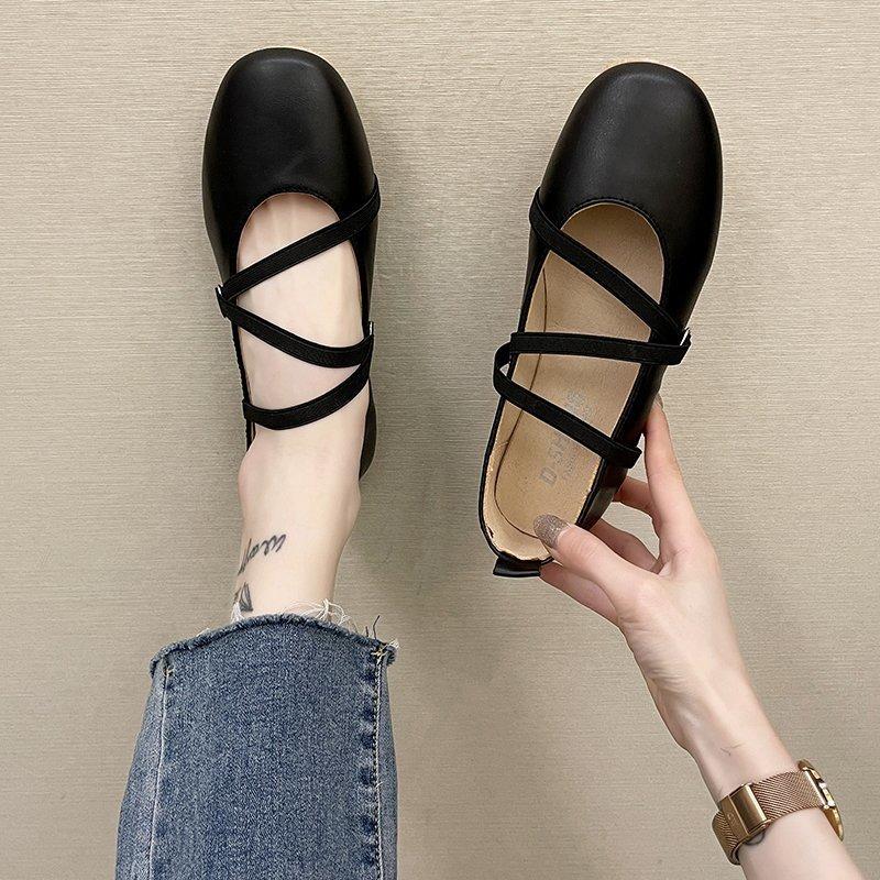 Fashion Women Shoes 2024 New Luxury Designer Mary Janes Woman Spring Square Toe Japanned Leather Ballet Flat Vintage Narrow Band Loafers