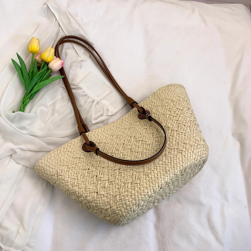 Women's Large Capacity Shoulder Bag Summer Straw Woven Basket Handbag Fashion Female Luxury Designer Beach Bag Bali Shopper Tote
