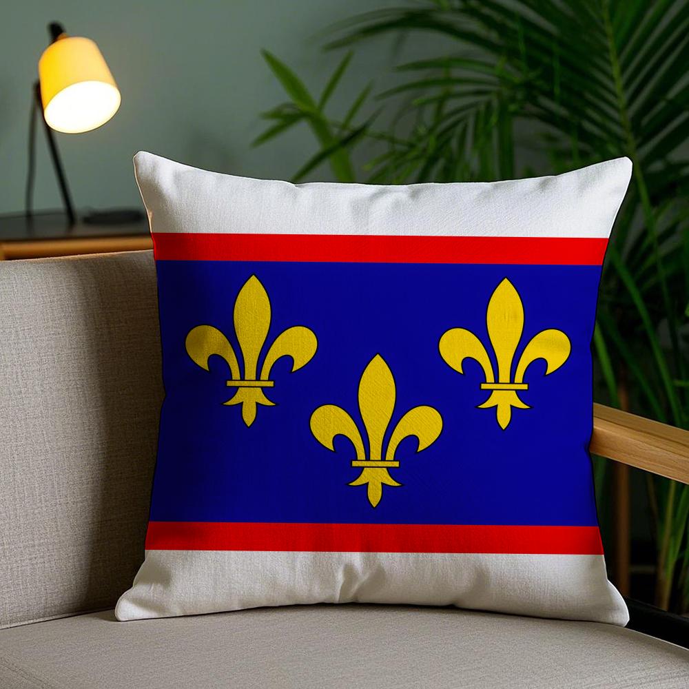Anjou Flag French Region Cushion Cover Plush Fabric Soft Double-Sided Printed Invisible Zipper Sofa Pillow Case Home Decor