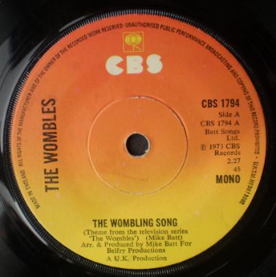 

7inch Record WOMBLES - Wombling Song CBS1794 CBS 1974 UK Pop Used