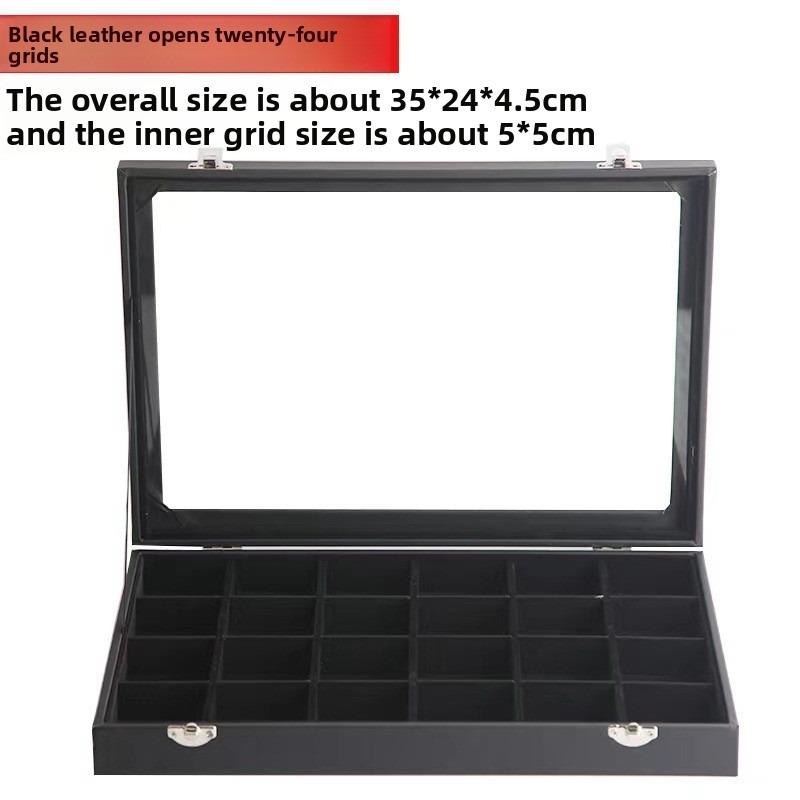 Pu Black Leather Jewelry Box Jewelry Display Box with Lid Transparent Dust Ring Earrings Necklace Bracelet Storage Box