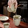 Light Jade Beige Ceramic Kung Fu Tea Set