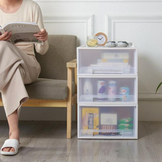 Scatola portaoggetti in plastica pieghevole con apertura frontale per vestiti, libri e articoli vari