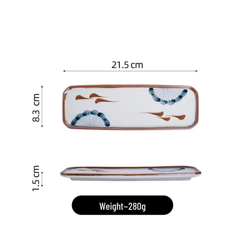 Donzhu Vintage Hand-Painted Ceramic Rectangular Plate