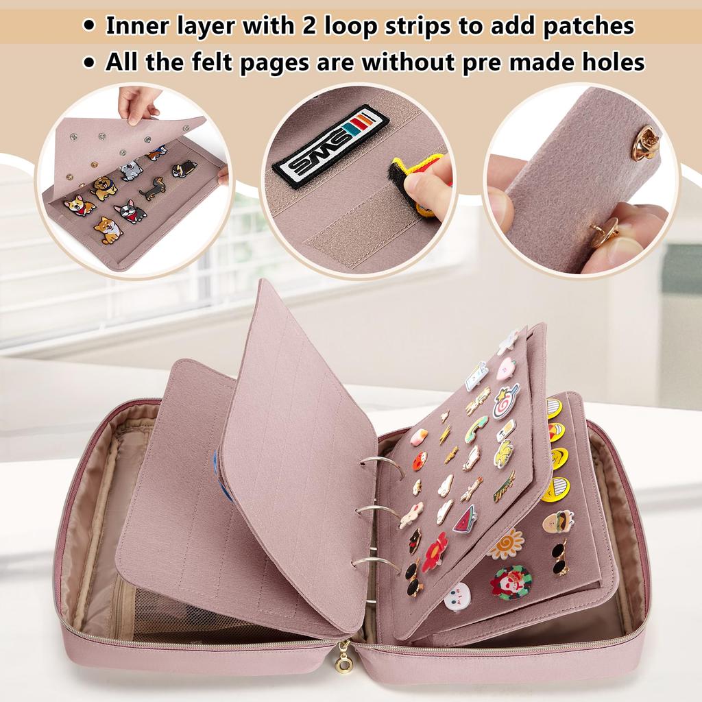 Luxja Badge Storage Bag with Clear Pocket for Badge Pin and Transport of Your Favorite Merchandise Pink Collections, Badges, Files, Display, Storage,