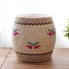 Simple Handmade Small Stool Fashion round Shoe Bench Creative Grass Woven Ottoman Multi-Functional Low Footrest