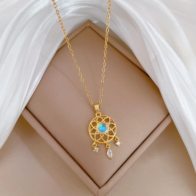 Empty Shop Dream Net Light Luxury Temperament Gorgeous Full Diamond Necklace Women'S Versatile Collarbone Chain Titanium Steel Chain
