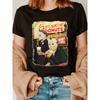 Y-Horror Movie Character Drinking Milk Tea Print T-Shirt, Short-Sleeve Crew Neck Casual Top for Summer And Spring