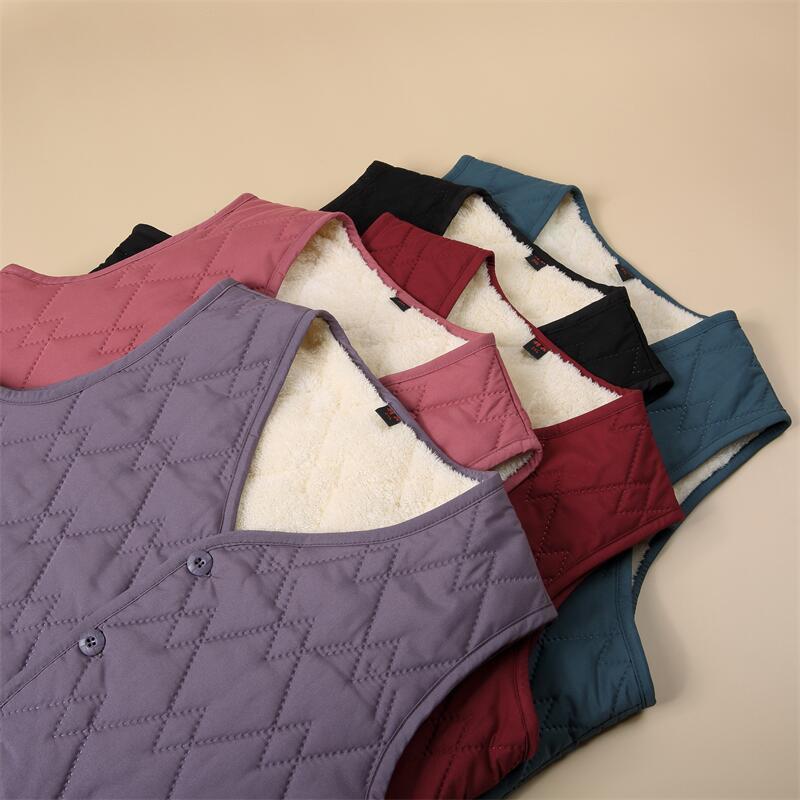 New autumn and winter fleece-lined vest for mothers, thickened and warm, suitable for wearing indoors or as an outer layer to protect against the