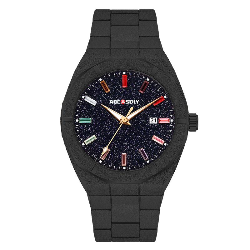 Waterproof Quartz Wristwatches Luxury All Stainless Steel Paul Rich Style Hip Hop Luminous Star Dust Frosted Watch