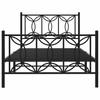 Metal Bed Frame with Headboard and Footboard Black 100x200 Cm