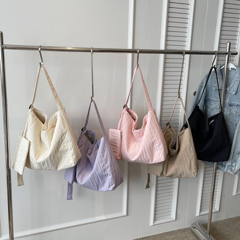 Canvas Tragetaschen Geldbörse für Damen Weiche Faltbare Schulterhandtaschen mit Münzfach Lässige Pendler Shopper Tragetaschen KTY