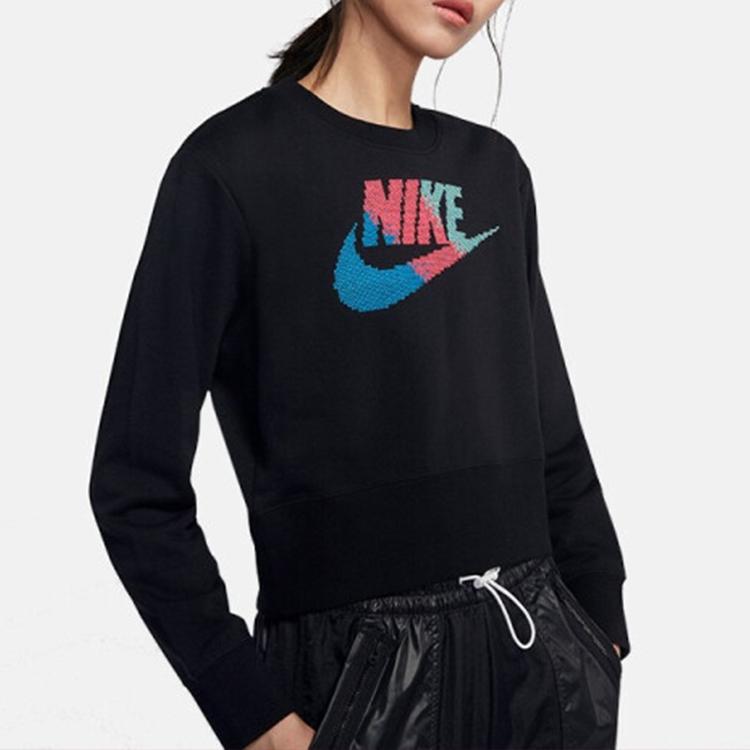 Nike American Retro Running Training Breathable Casual Crewneck Sweatshirt Women Sweatshirt Black BV2801-010