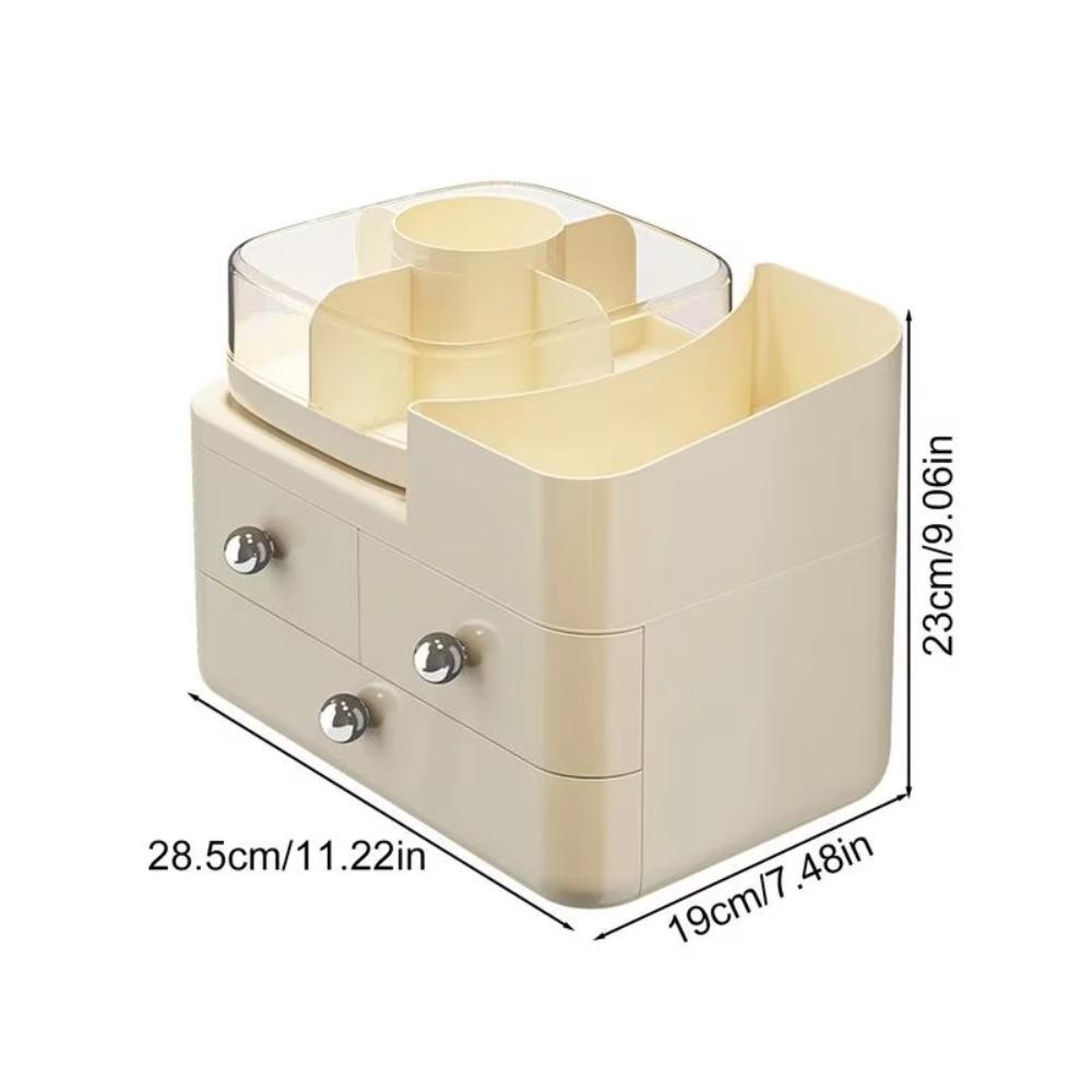 Cream Series Cosmetic Display Case Large Capacity Cosmetics Storage Box  Desktop Use