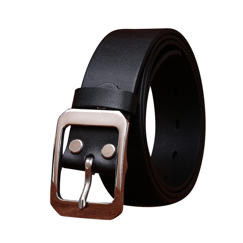Men'S Fashionable Simple And Versatile Light Luxury Stainless Steel Buckle Belt Men'S Genuine Leather First Layer Cowhide Business Leisure Belt