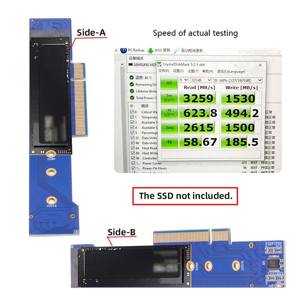 Cablecc Dual 2X NVME M.2 SSD To PCIE Express Gen4 X8 X16 RAID Card VROC Raid0 Hyper Adapter with Low Profile Bracket