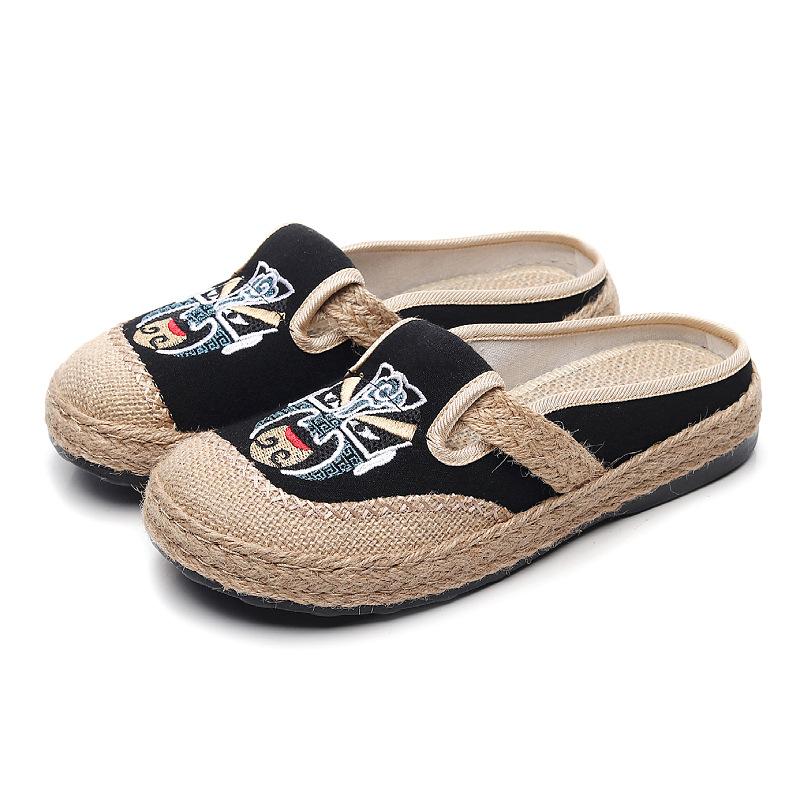 

Тканевые туфли вышитые тапочки сумка голова лен одинарные туфли вышитая маска для лица женская обувь удобная нескользящая мягкая подошва 36