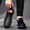 Fashion Mens Leather Shoes Slip On Casual Shoes Wear Resistant Anti Skid Round Toe Loafers Thick Bottom Dress Footwear All Season Soft S