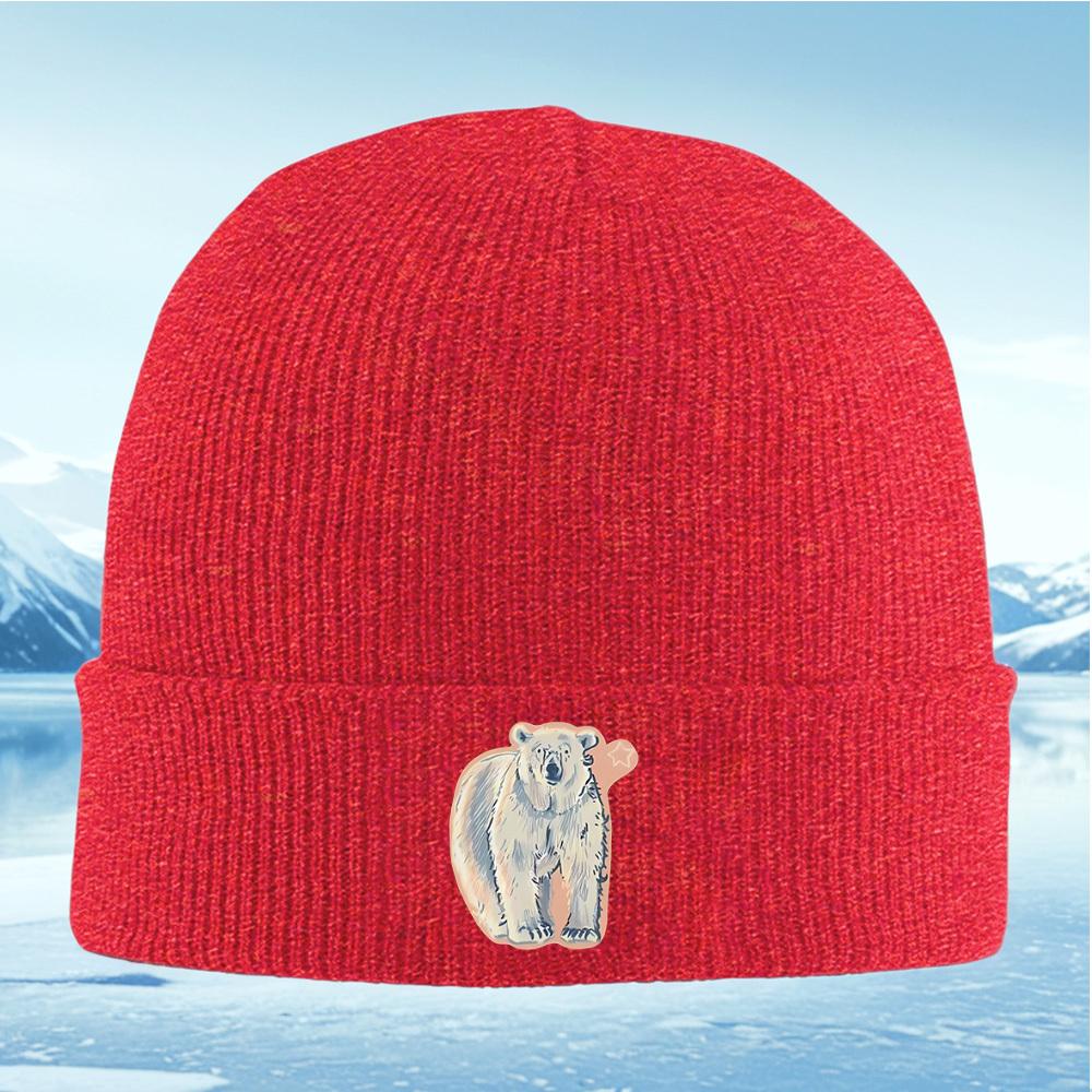 

Polar bear standing sketch style art Men Women Unisex Knitted Hat Beanie Pullover Cap Winter Thermal Warm Christmas Outdoor Cycl