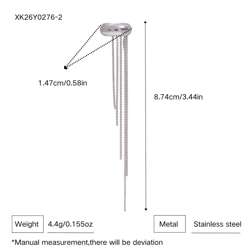 Minimalist High-End Glossy Tassel Ear Cuff No-Piercing Titanium Steel Luxury Earring