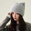 Women's Cute Cat Ear Thickened Knitted Hats Bowknot Warm Ear Protection Hats