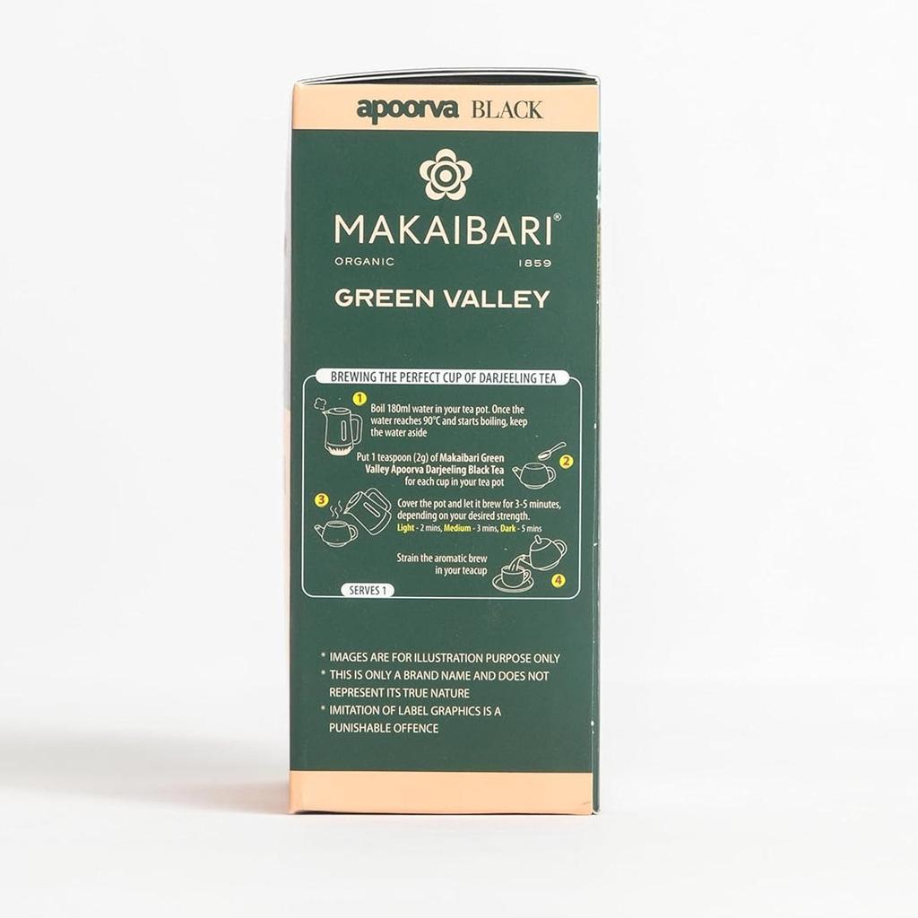 Makaibari Apoorva Foglie di Tè Nero Darjeeling più Raffinate 100 g Singola Piantagione Note Fruttate di Moscato Confezione da 50 Tazze 1